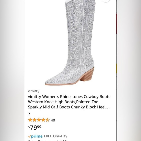 Fun Rhinestones Boots, Western Knee High Boots - Picture 8 of 8